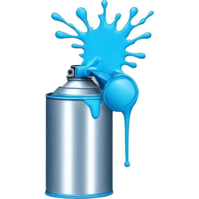 spray can spraying blue emoji