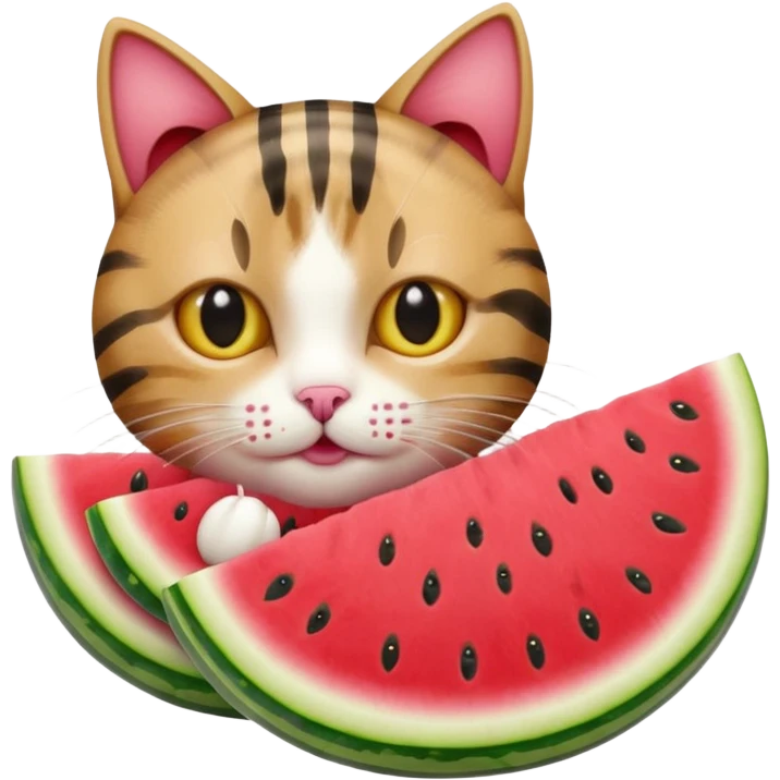 cat eating watermelon emoji