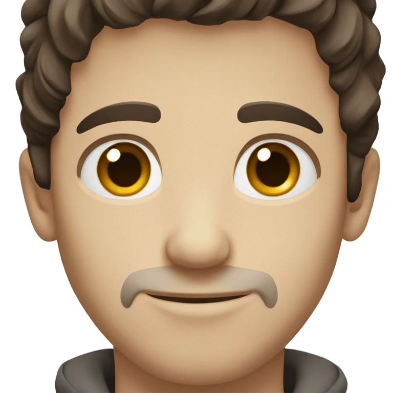 dark brown hair, brown eyes white male emoji