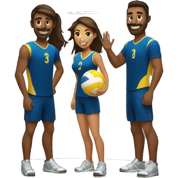 men and women play volleyball 3 on 3 emoji