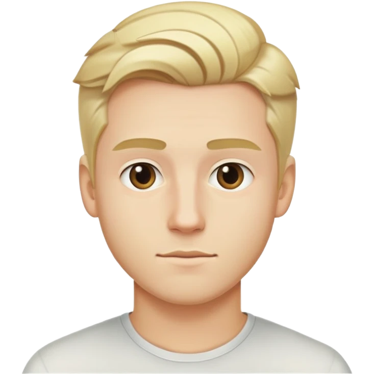 nam 25 tuổi, tóc màu vàng vuốt ngược, da trắng, mặt ngầu emoji