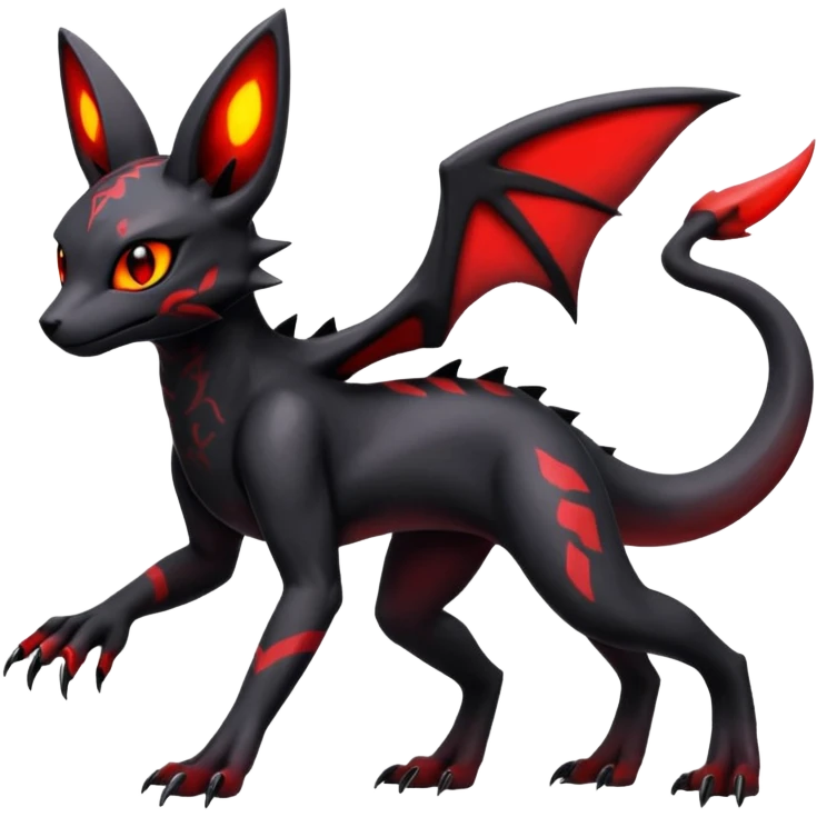 Gothic Edgy Badass Cool Genesect-Umbreon-Salandit-Fakémon-hybrid-creature (full body)  emoji