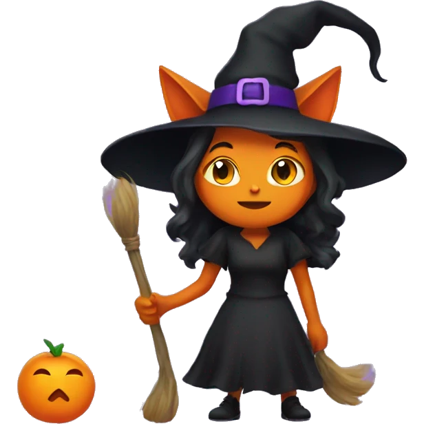 Witch with an orange cat  emoji