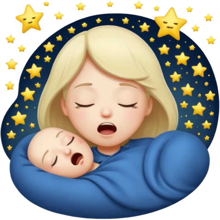 Emotion: sleepy, half-closed glowing eyes, tiny yawn, floating stars
 emoji