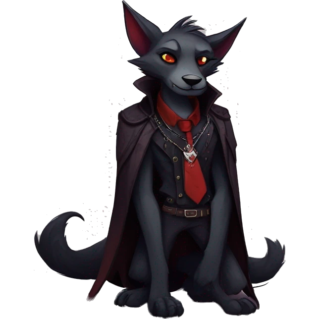 cool edgy dark vampiric animal fursona by griffsnuff & LiLaiRa & Falvie with badass colors and a collar full body emoji