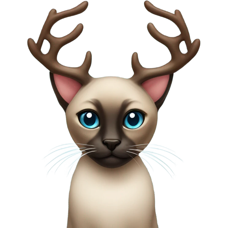 Dark Siamese cat with reindeer antlers emoji