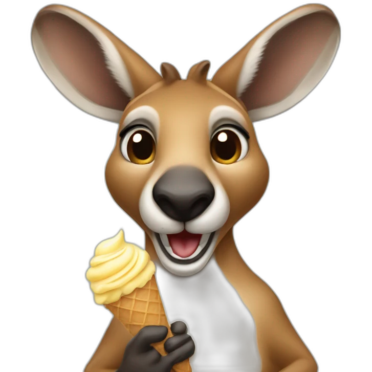 A kangaroo eating Ice Cream  emoji