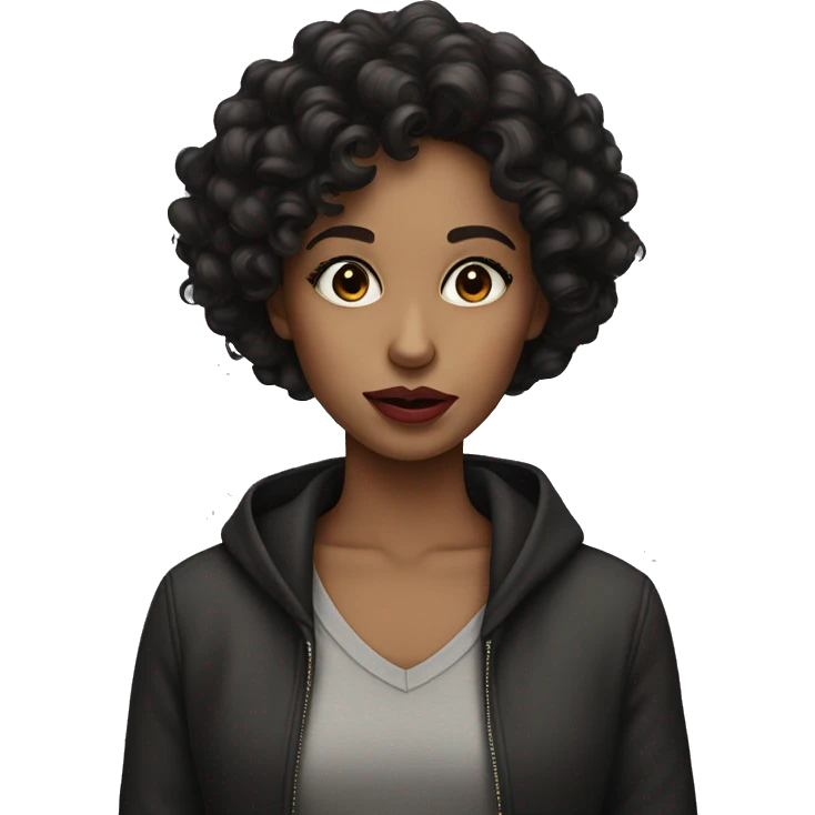a girl with dark curly hair and big lips emoji