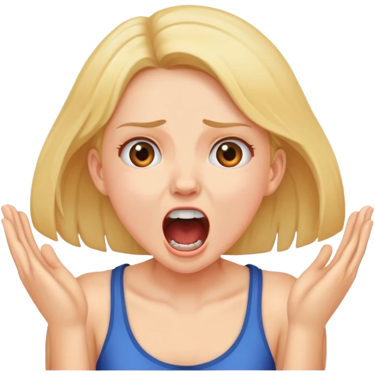 girl with hands around neck screaming emoji