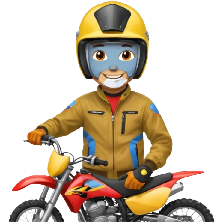 guy on dirtbike smiling for camera emoji