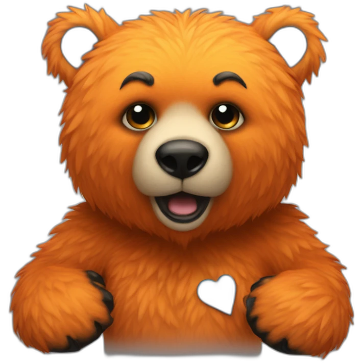 glamrock orange bear with tiny black top and blue eyelash emoji