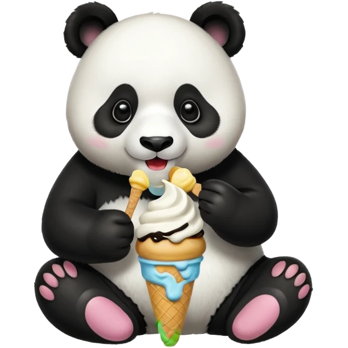 Panda eating ice cream emoji