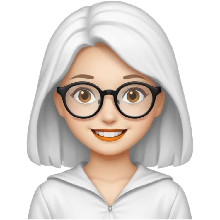 girl with hallowen white costumes with glasses emoji