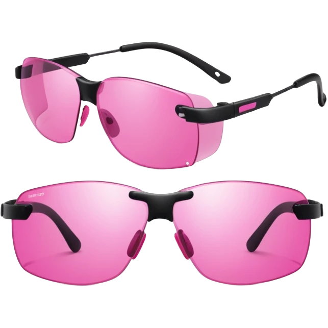 protective welding glasses with pink lenses, frameless design, safety eyewear with bright pink tinted lenses emoji