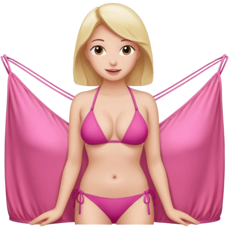 A sexy women with big boobs in pink bikini emoji