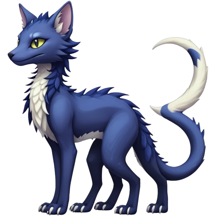 Kawaii dark edgy fantasy ethereal feline-vernid-sergal-fursona animal creature with a tufted tail full body emoji