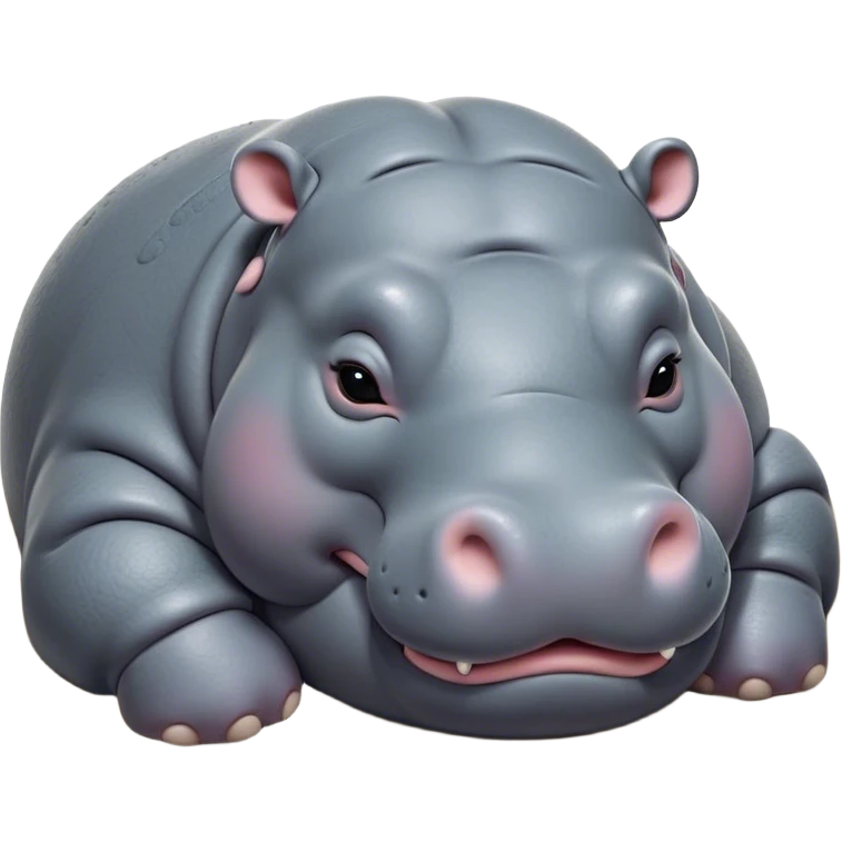 Meme-Worthy Cute Sleeping Hippo Portrait Emoji, Head resting peacefully with a contented smile, showcasing a massive, robust build and a luxuriously soft slate-gray hide, eyes shut in a serene, restful nap, Simplified yet hilariously adorable features, highly detailed, glowing with a soft, drowsy light, high shine, relaxed and utterly lovable, stylized with an air of playful laziness, bright and heartwarming, soft glowing outline, capturing the essence of a comically sleepy hippo, so meme-worthy it feels like it could instantly become the next viral sensation of adorable slumber! emoji
