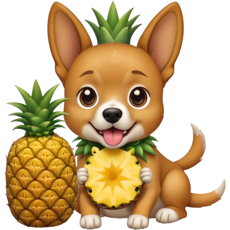 a dog eating a pineapple emoji