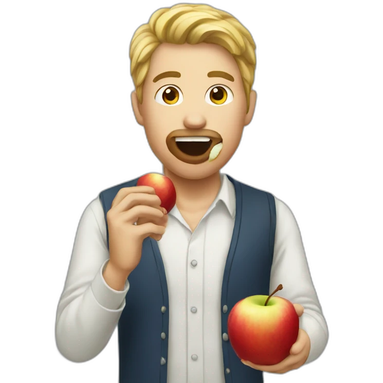 Man eating apple emoji