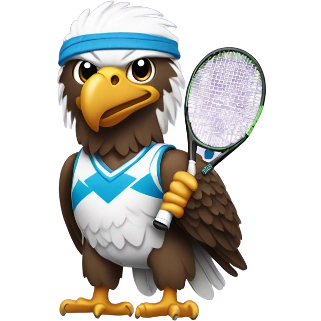 Eagle in a tennis outfit with a tennis racket emoji