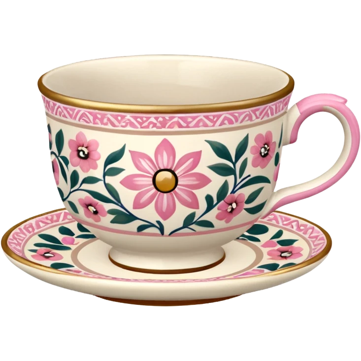 Pink white & beige Talavera teacup emoji