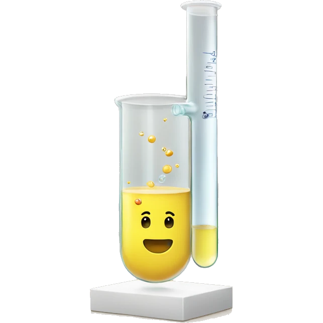 the unit is poured from a test tube onto an iPhone emoji