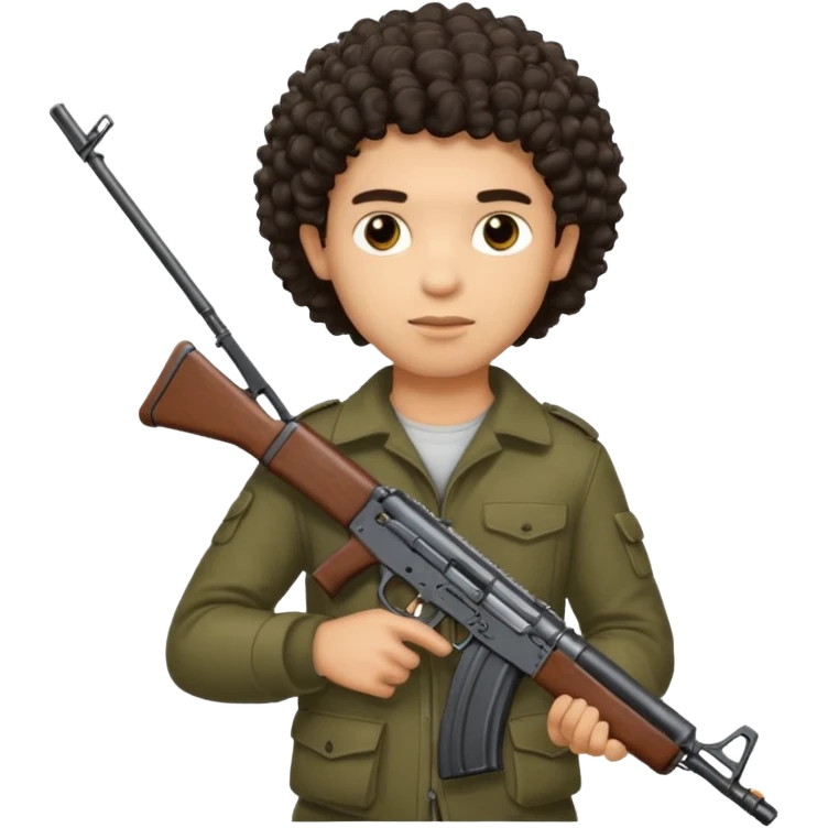 AK47 in hand, light skin male with curly hair  emoji