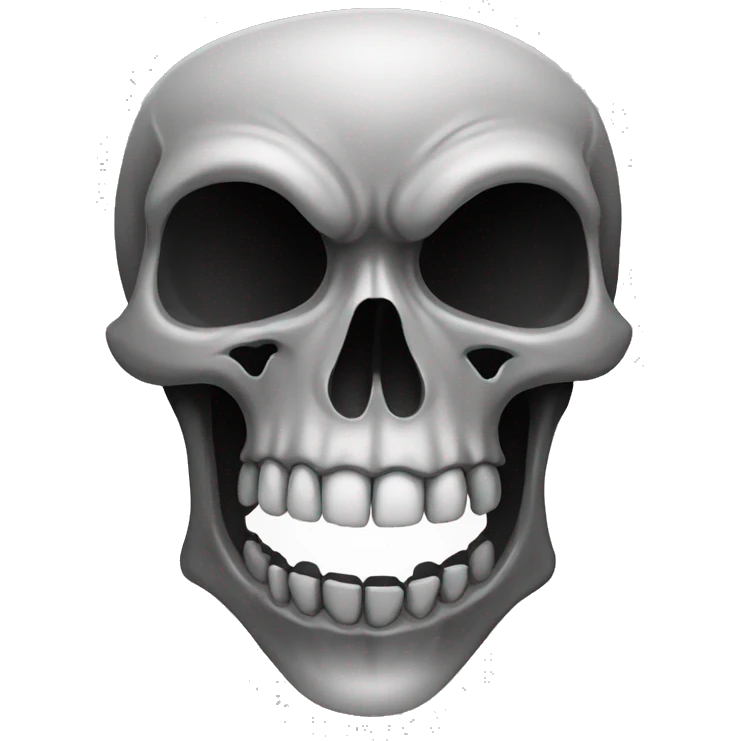 grey long skull open mouth cracked emoji