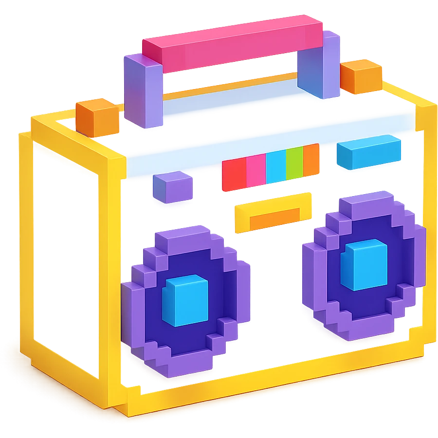сделай белый святящейся бумбокс, no background emoji