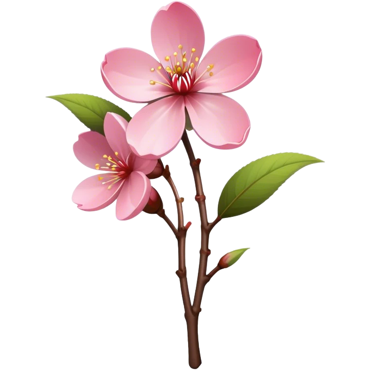 single Cherry Blossom, straight stem emoji