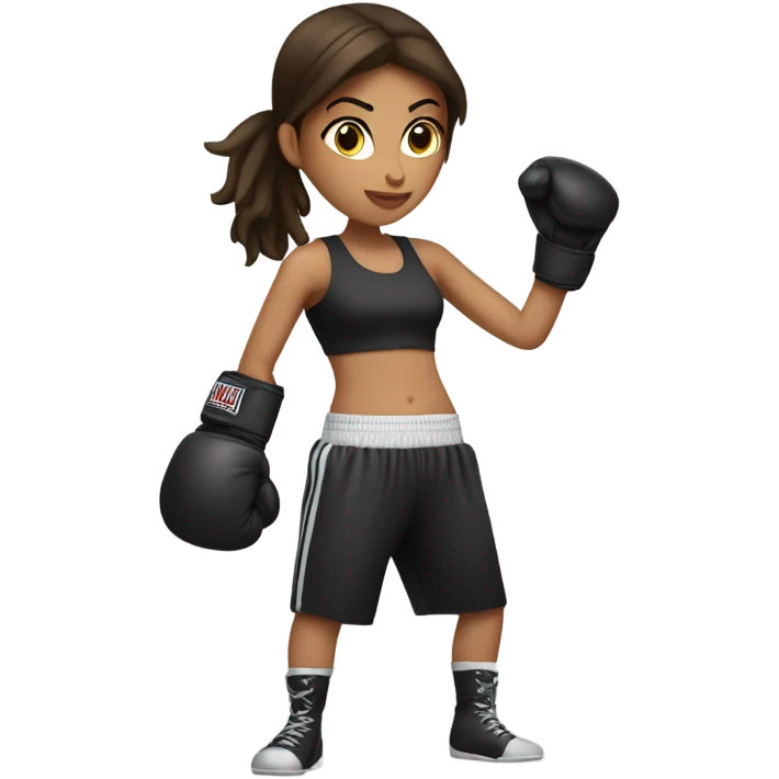 Brunette white girl wearing boxing gloves emoji