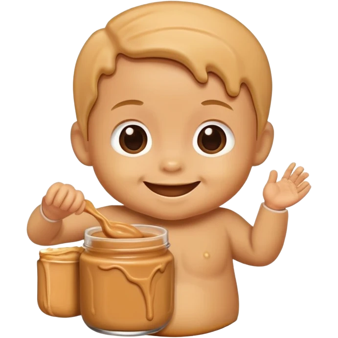 A baby covered in peanut butter emoji