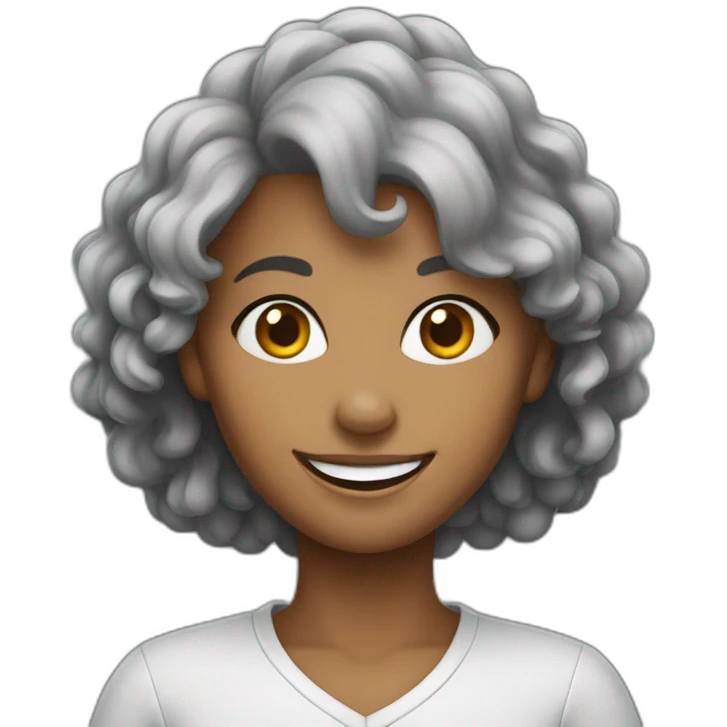 Grey female smiling poddle emoji