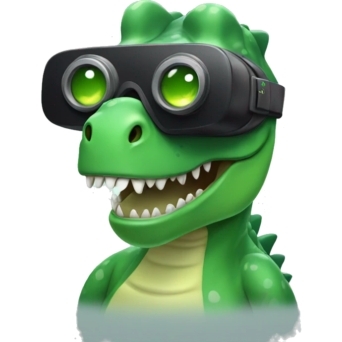 party green dino wearing vr headset emoji