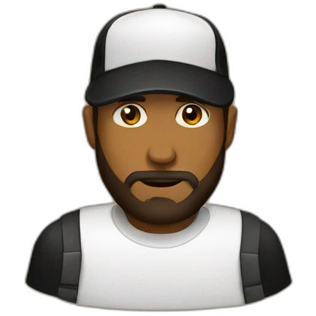 man face brown beard black baseball hat emoji