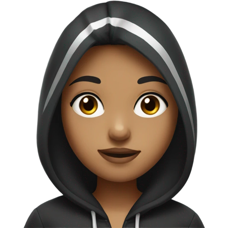 a girl who had black wolfcut and long lashes and black hoodie emoji