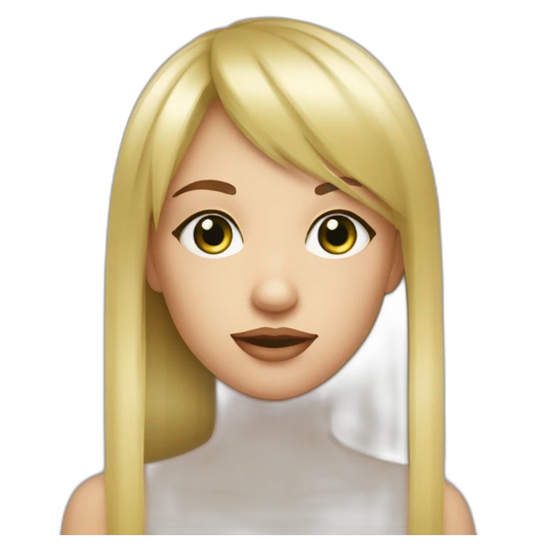 Fille aux yeux vert blonde avec yne frange emoji