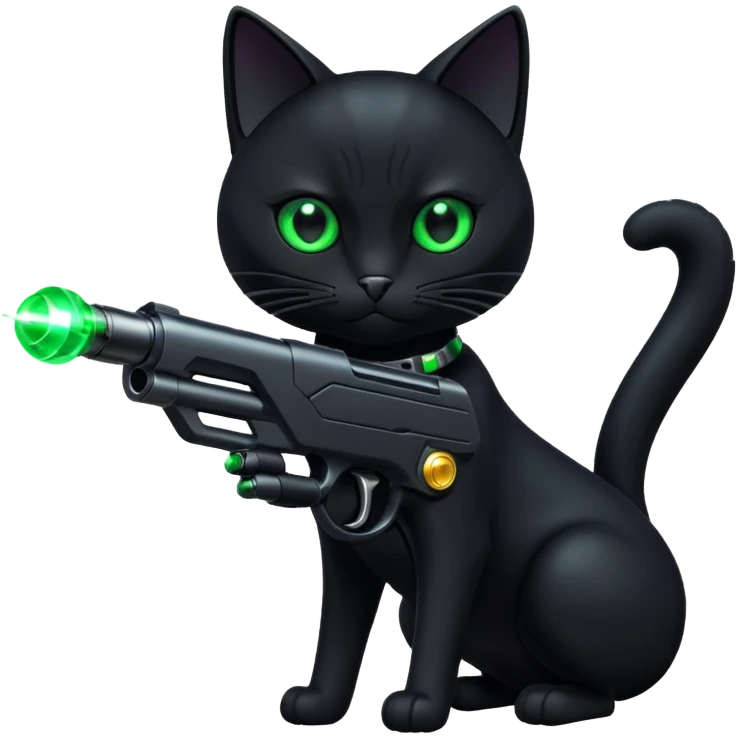 Black Cat with a giant laser gun emoji