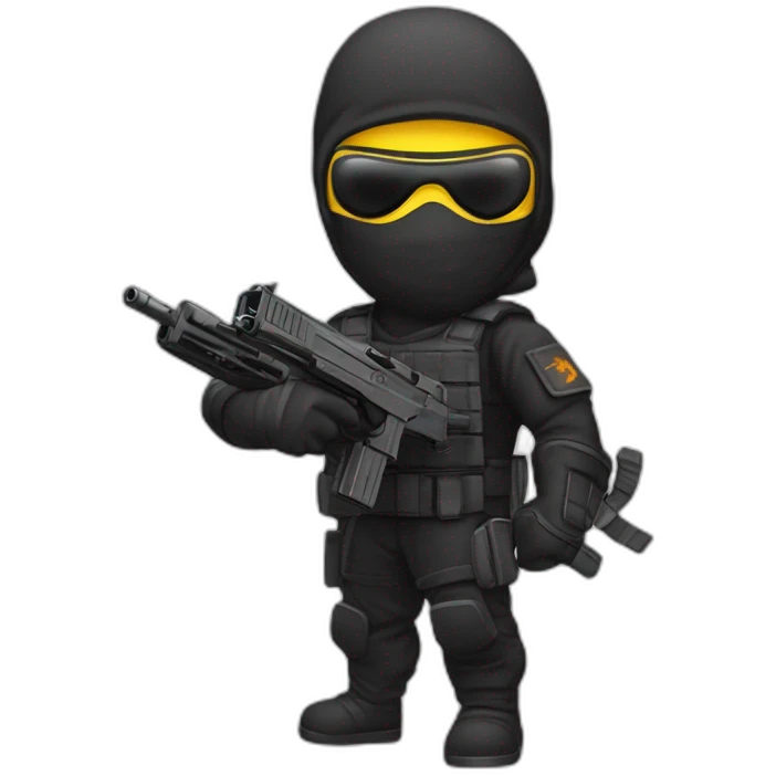 Ninja qui tiens un glock 18 avec un laser emoji