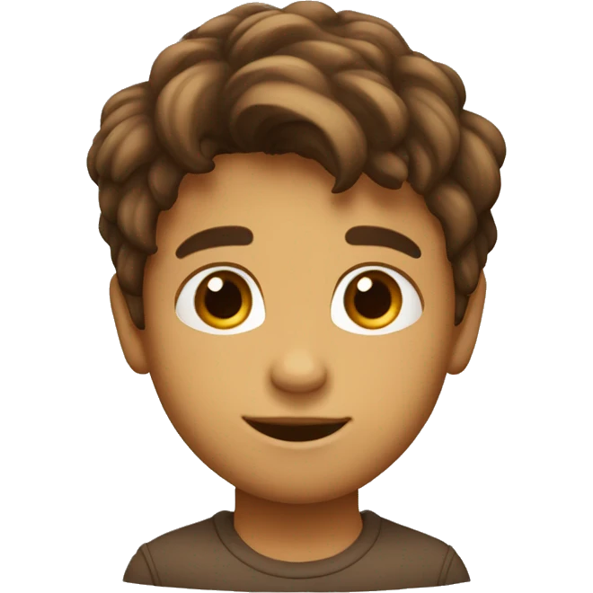 emoji de niño con pelo castaño y ojos marrones emoji