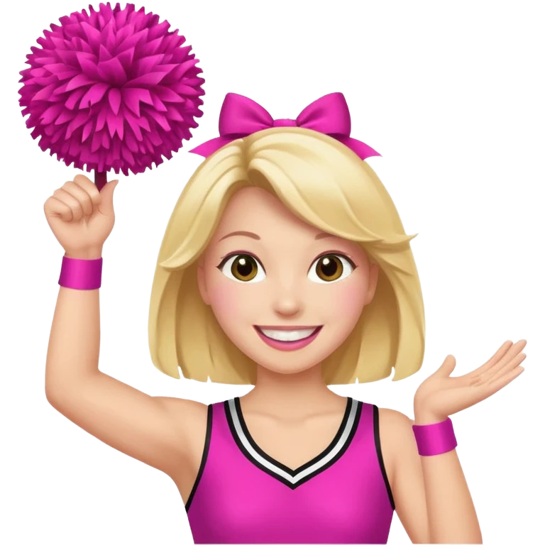 football cheerleader, holding a cheering, pink and twinkle emoji