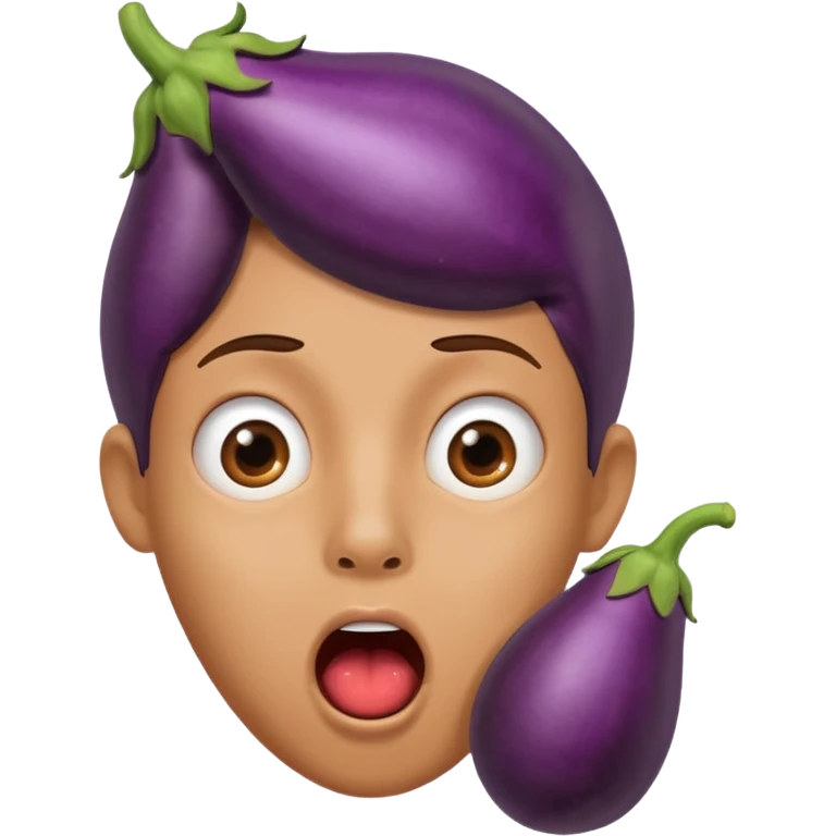 Shocked face with eggplant in mouth  emoji