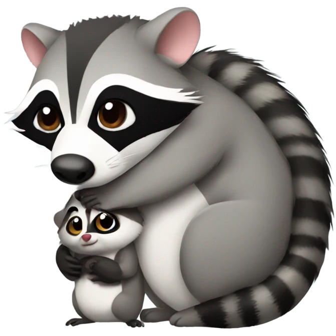 Possum hugging raccoon  emoji