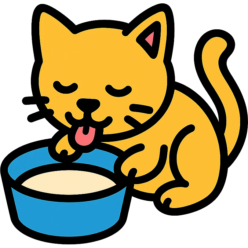cat drinking milk icon with color and black outlines emoji