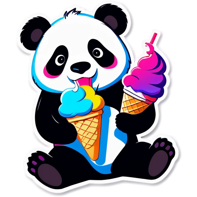 Panda eating ice cream emoji