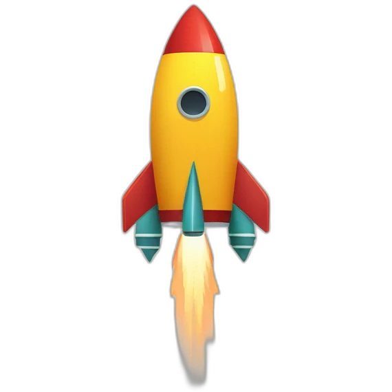rocket in space with start on the background in a flat minimal style emoji