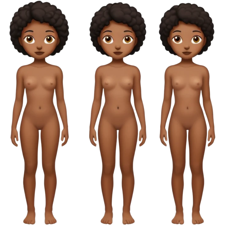 A black girl, naked showing full body emoji