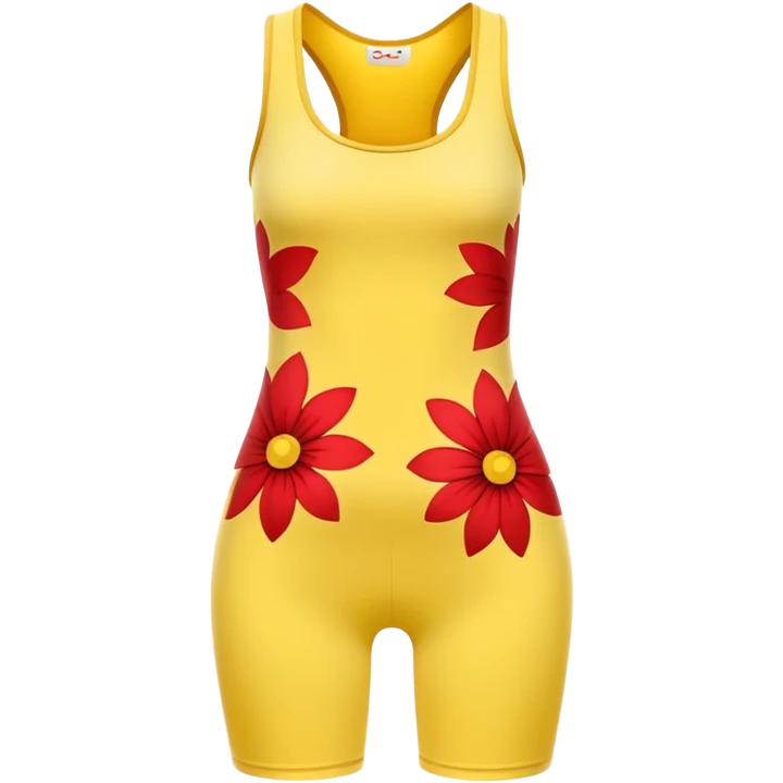 yellow tight garment featuring red flower designs, straightforward emoji