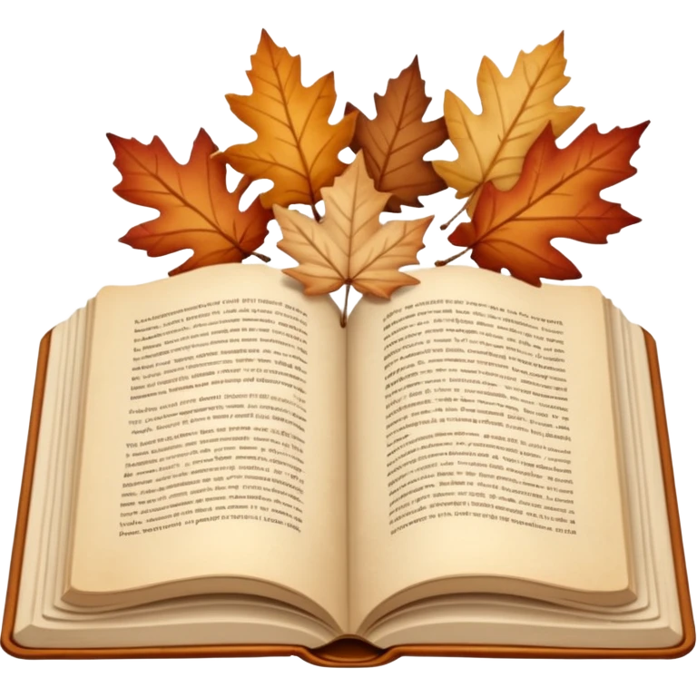 beige autumn open book with leaves on it emoji