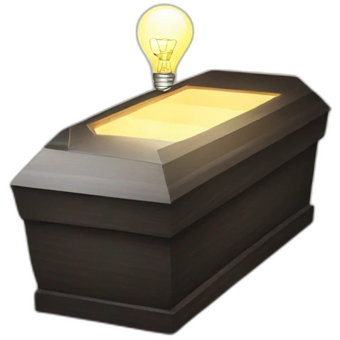 coffin with light bulb emoji